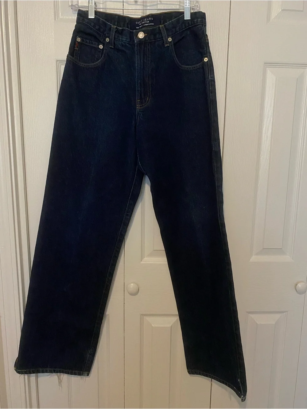 Vintage Guess Dark Blue Denim Jeans with Contrast Stitchingmade in USA100%cotton
